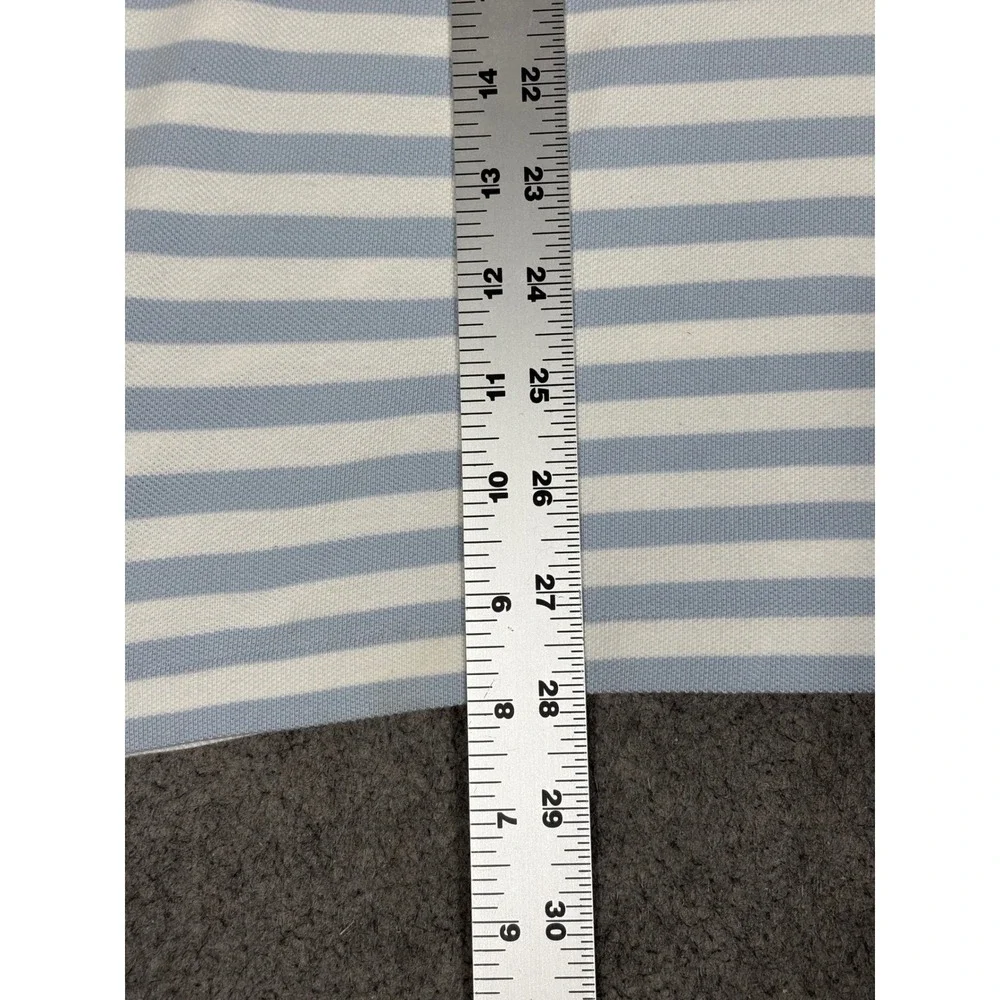 Polo Ralph Lauren Mens Large Blue White Striped‎ Short Sleeve Pique Polo Shirt